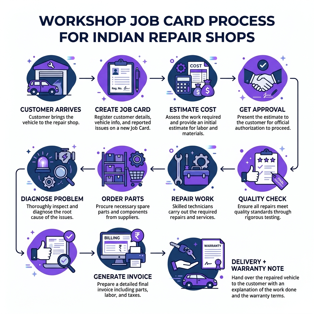 Workshop job card and billing process